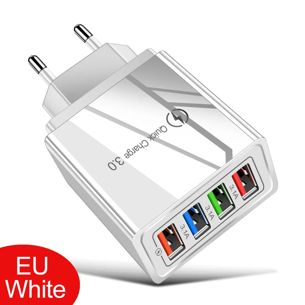 Cargador de pared USB de carga rápida 3.0 multipuerto