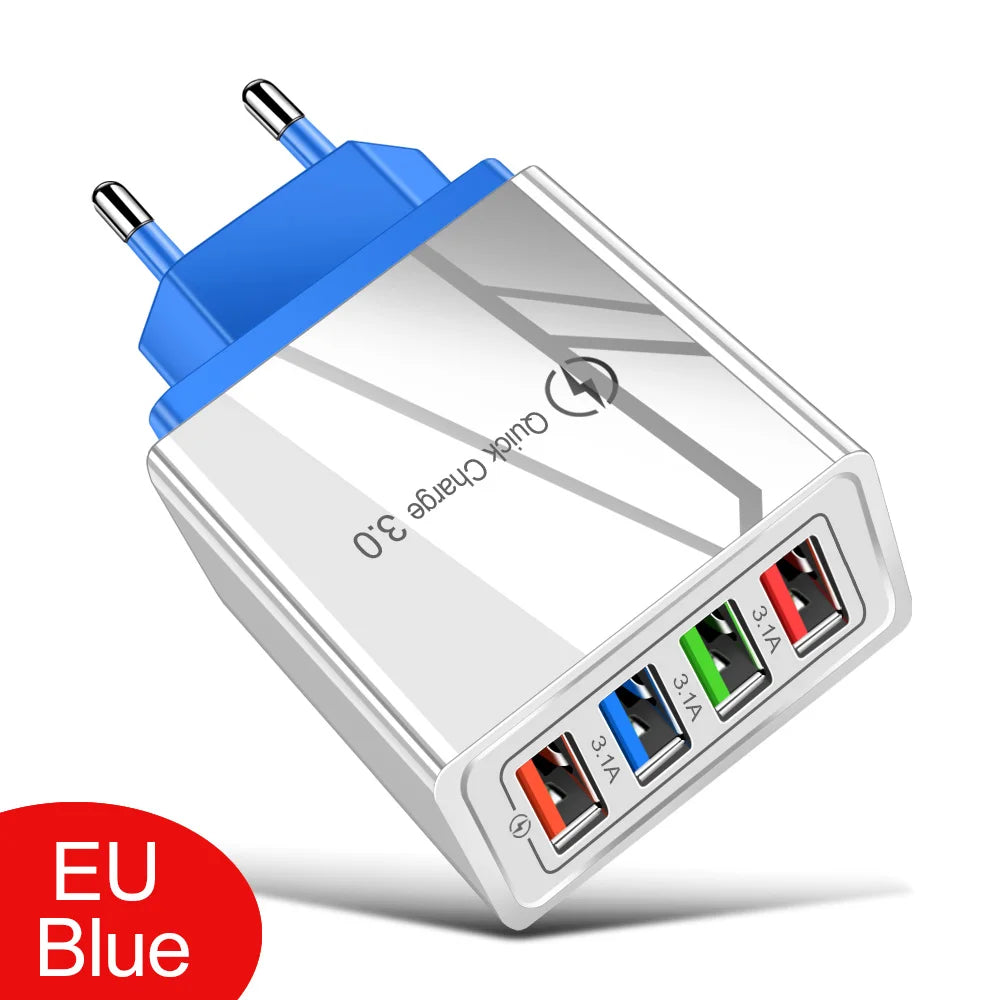 Cargador de pared USB de carga rápida 3.0 multipuerto