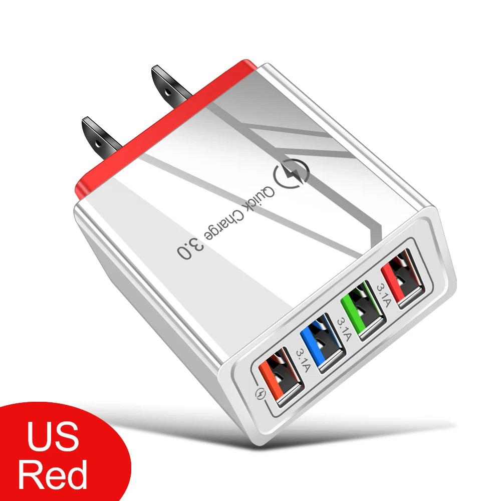 Cargador de pared USB de carga rápida 3.0 multipuerto