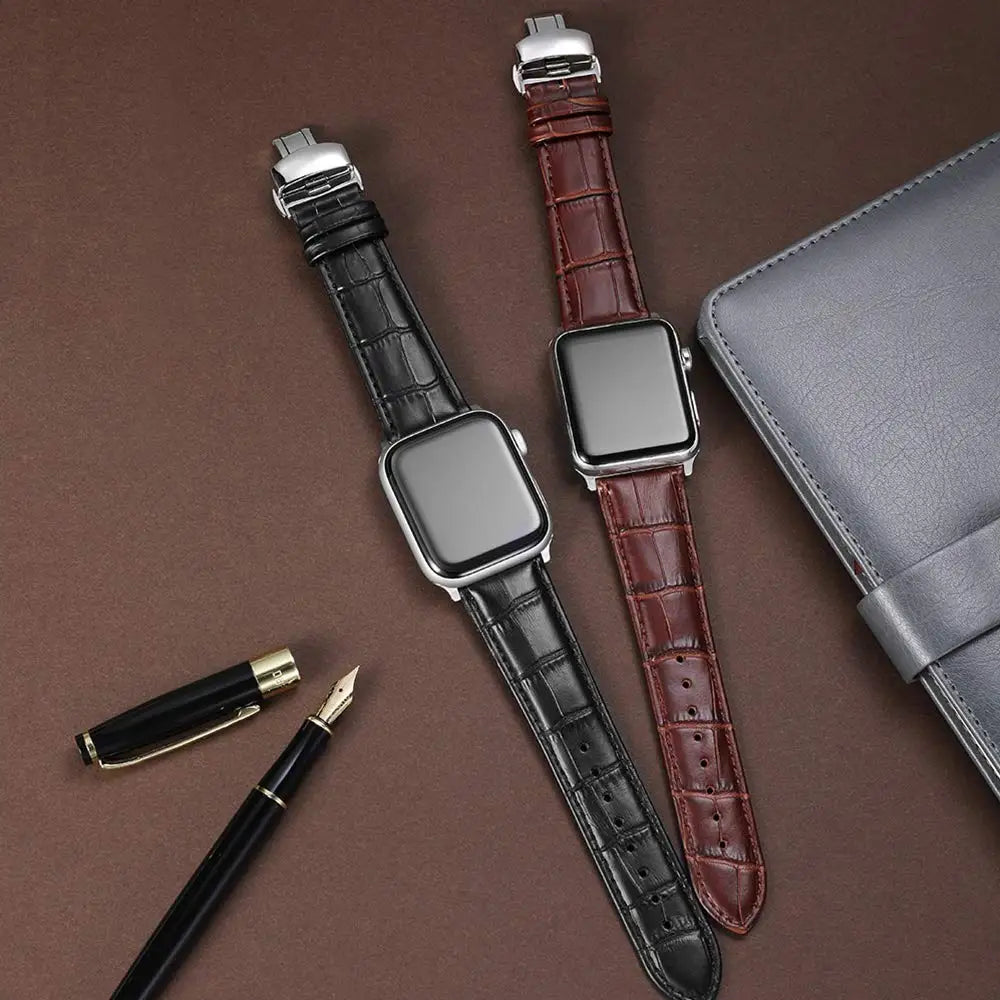 Crocodile Embossed Leather Apple Watch Band