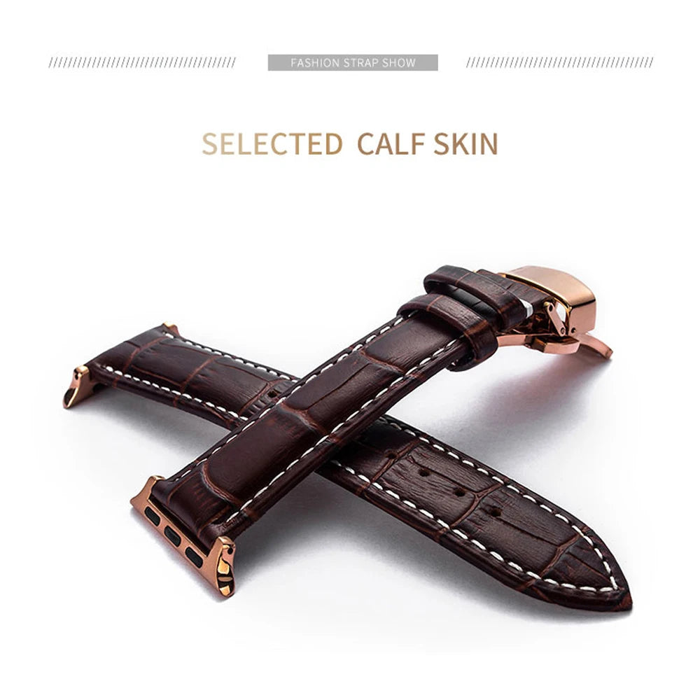 Crocodile Embossed Leather Apple Watch Band
