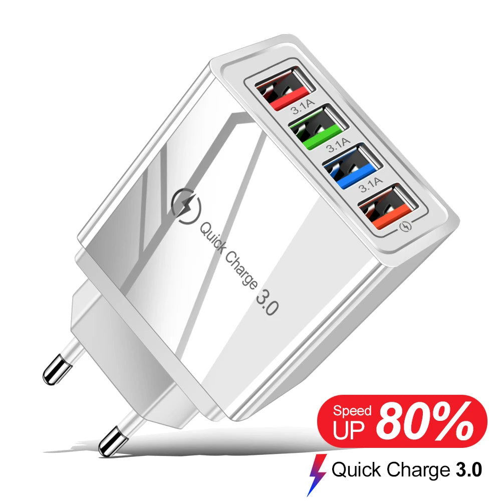 Cargador de pared USB de carga rápida 3.0 multipuerto