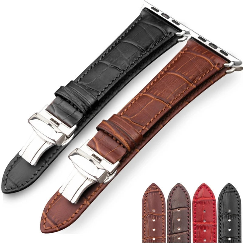 Correa de cuero con grabado de cocodrilo para Apple Watch