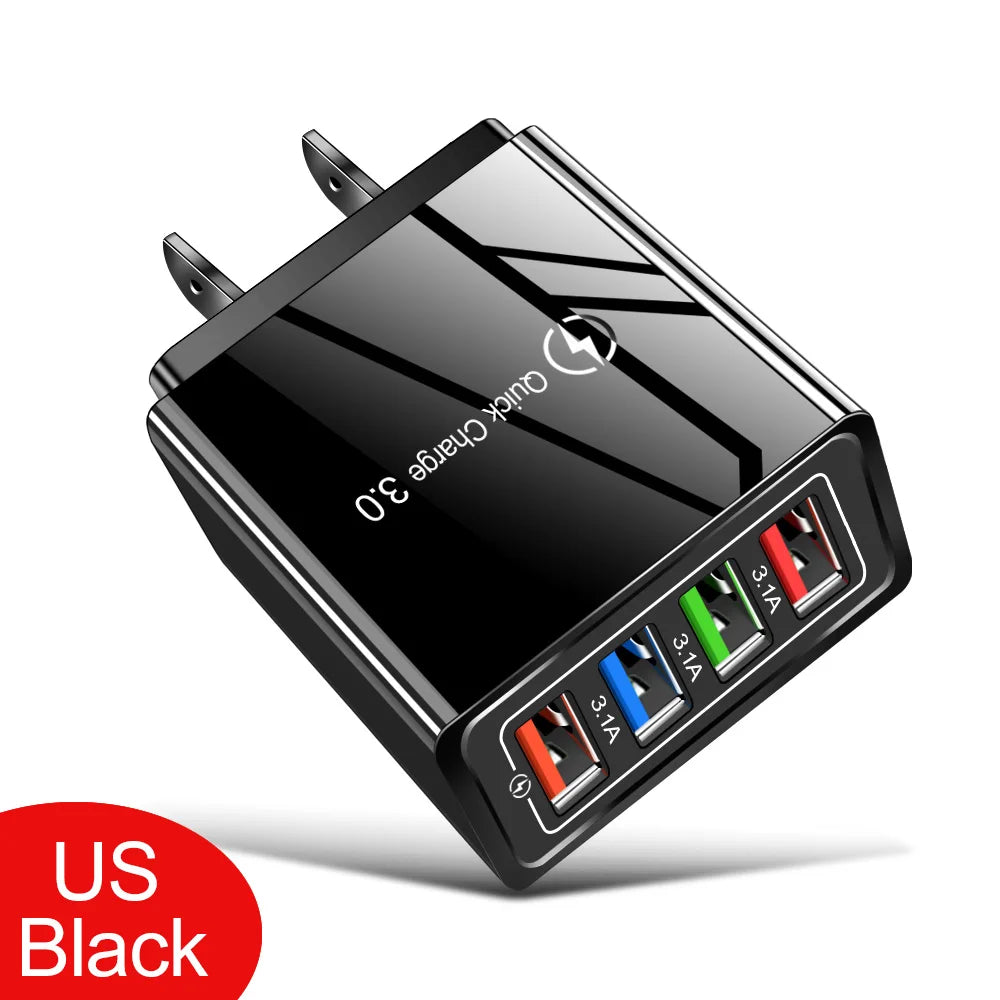 Cargador de pared USB de carga rápida 3.0 multipuerto