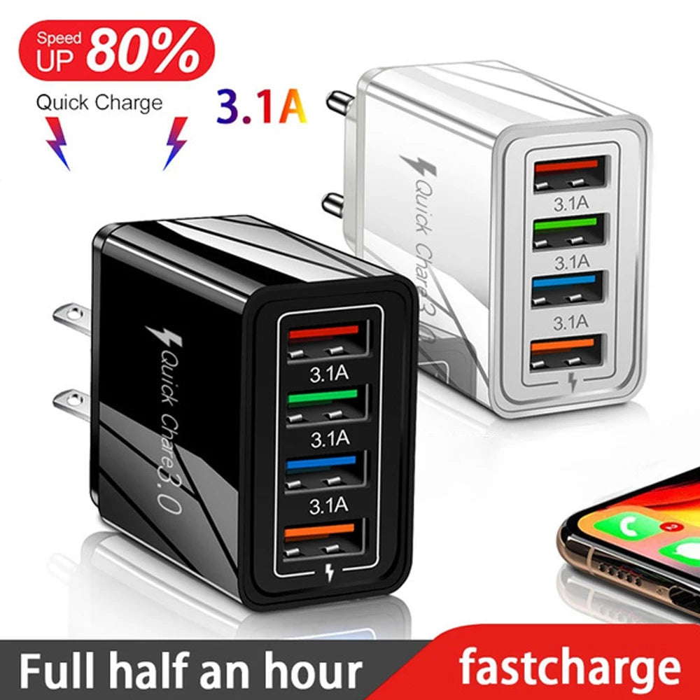 Cargador de pared USB de carga rápida 3.0 multipuerto