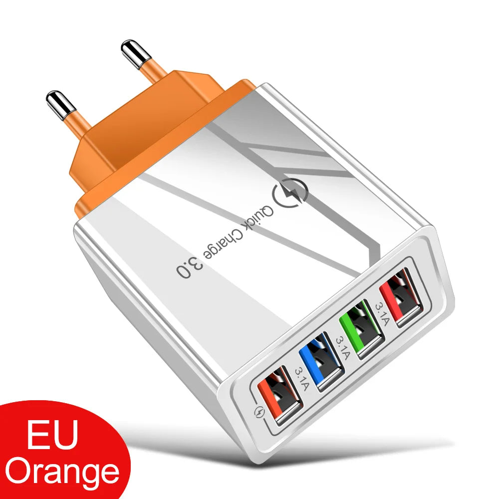 Cargador de pared USB de carga rápida 3.0 multipuerto