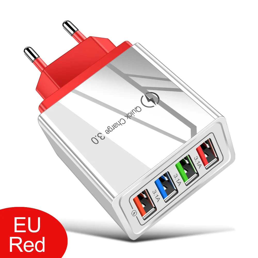 Cargador de pared USB de carga rápida 3.0 multipuerto