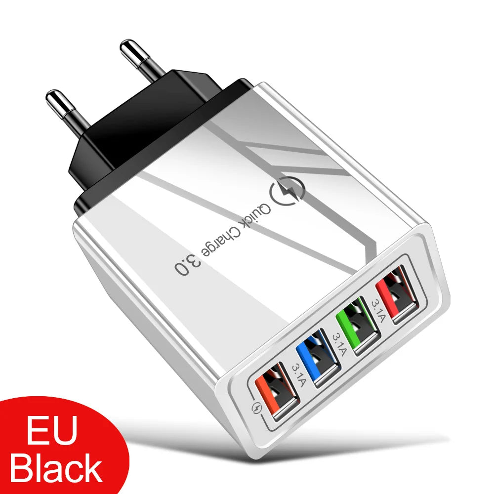 Cargador de pared USB de carga rápida 3.0 multipuerto