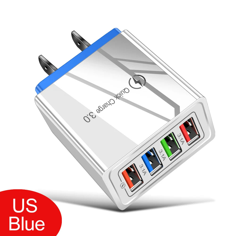 Cargador de pared USB de carga rápida 3.0 multipuerto