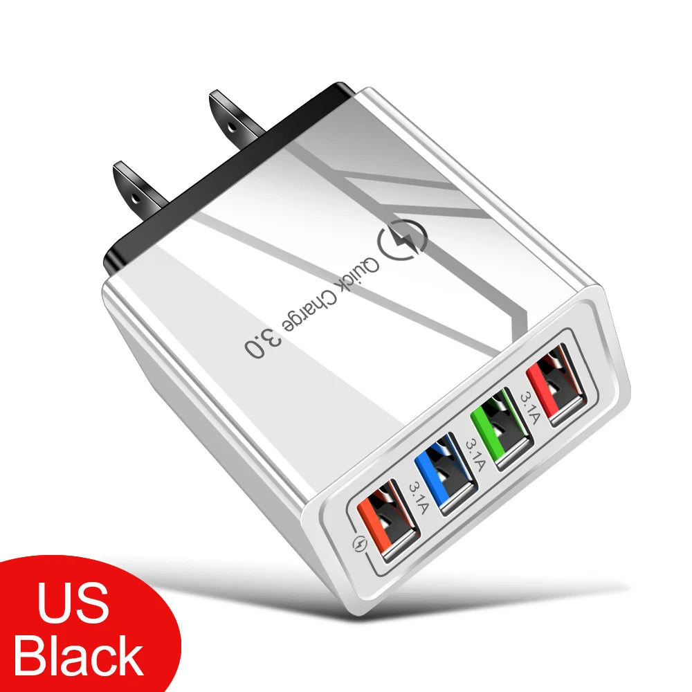 Cargador de pared USB de carga rápida 3.0 multipuerto