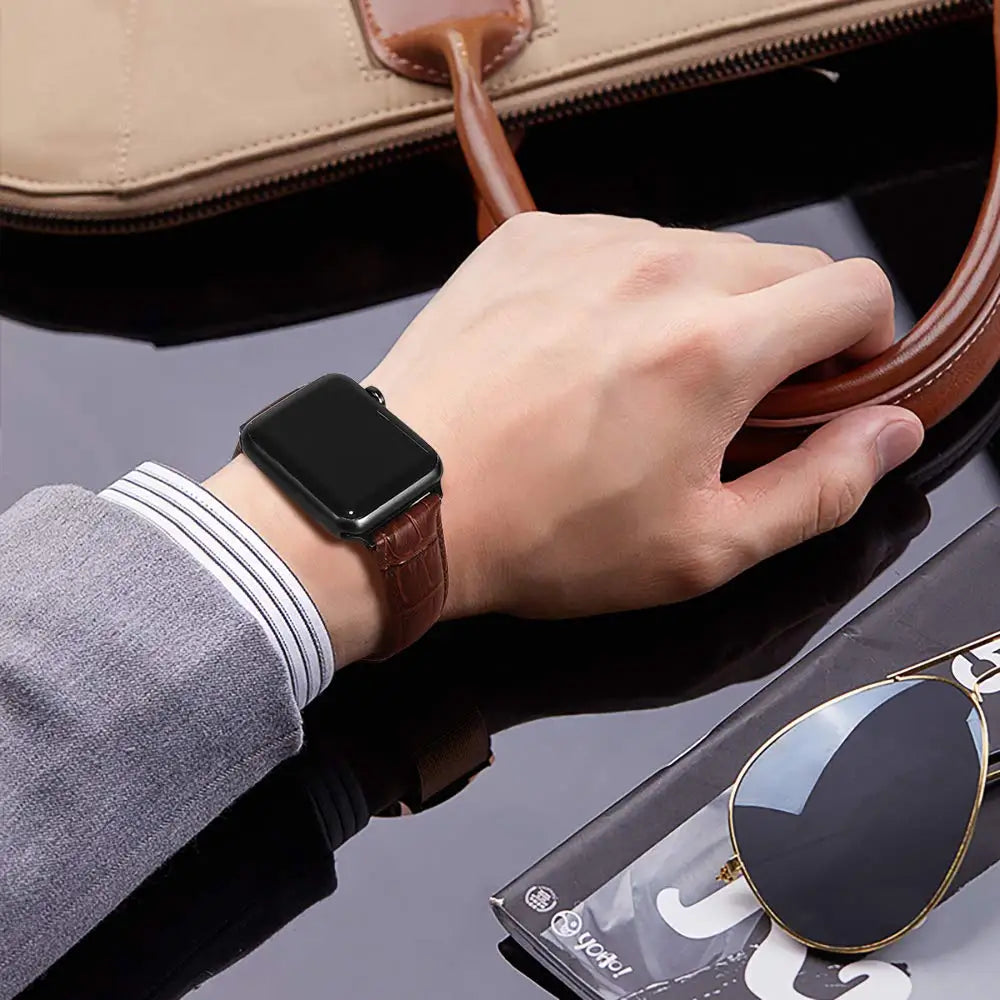 Crocodile Embossed Leather Apple Watch Band