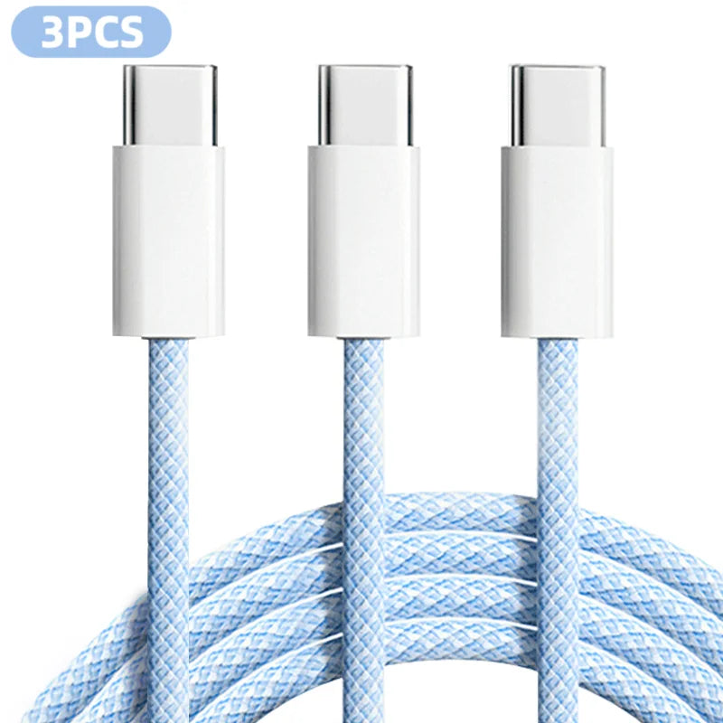 Paquete de 3 cables de carga rápida USB-C trenzados de 60 W