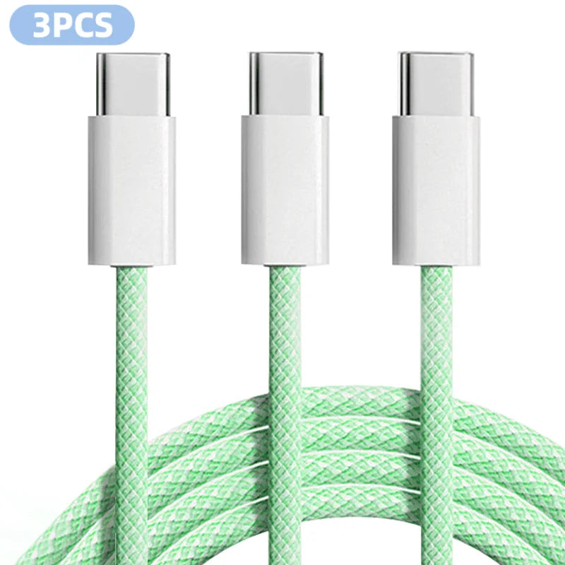 Paquete de 3 cables de carga rápida USB-C trenzados de 60 W