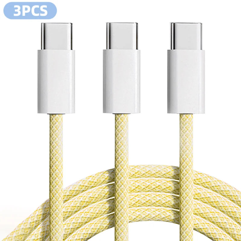Paquete de 3 cables de carga rápida USB-C trenzados de 60 W