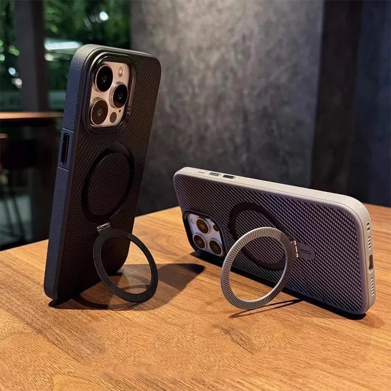Titanium Gold Carbon Fiber Magnetic Kickstand Case