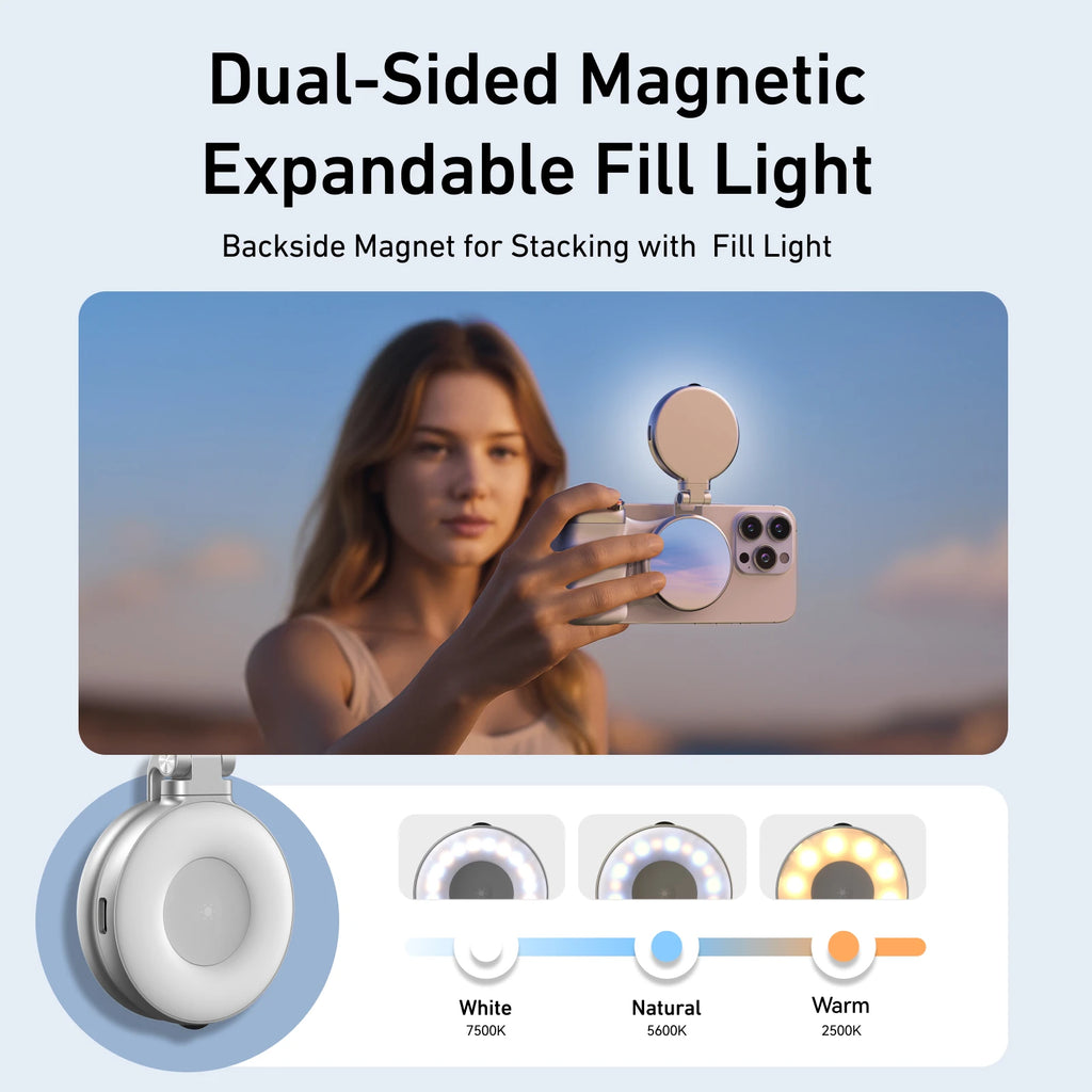 Magnetic phone camera grip and fill light – view 5