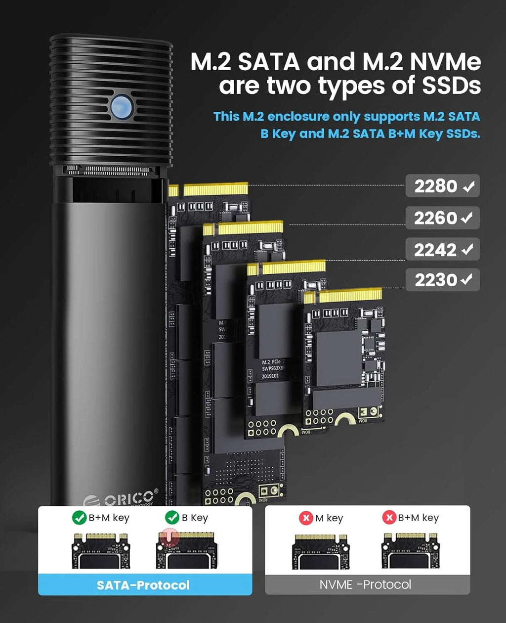 ORICO M.2 SATA NGFF USB-C SSD Enclosure