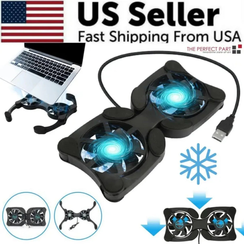 Foldable Dual-Fan Laptop Cooling Pad & Stand