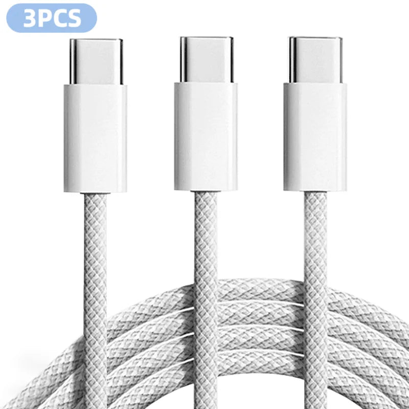 Paquete de 3 cables de carga rápida USB-C trenzados de 60 W