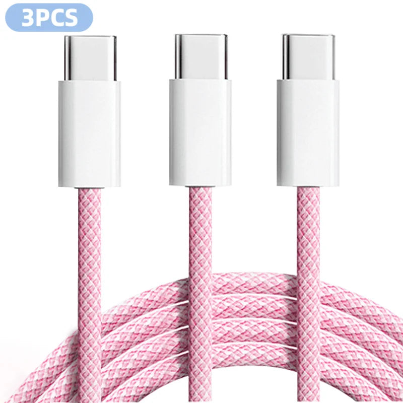 Paquete de 3 cables de carga rápida USB-C trenzados de 60 W