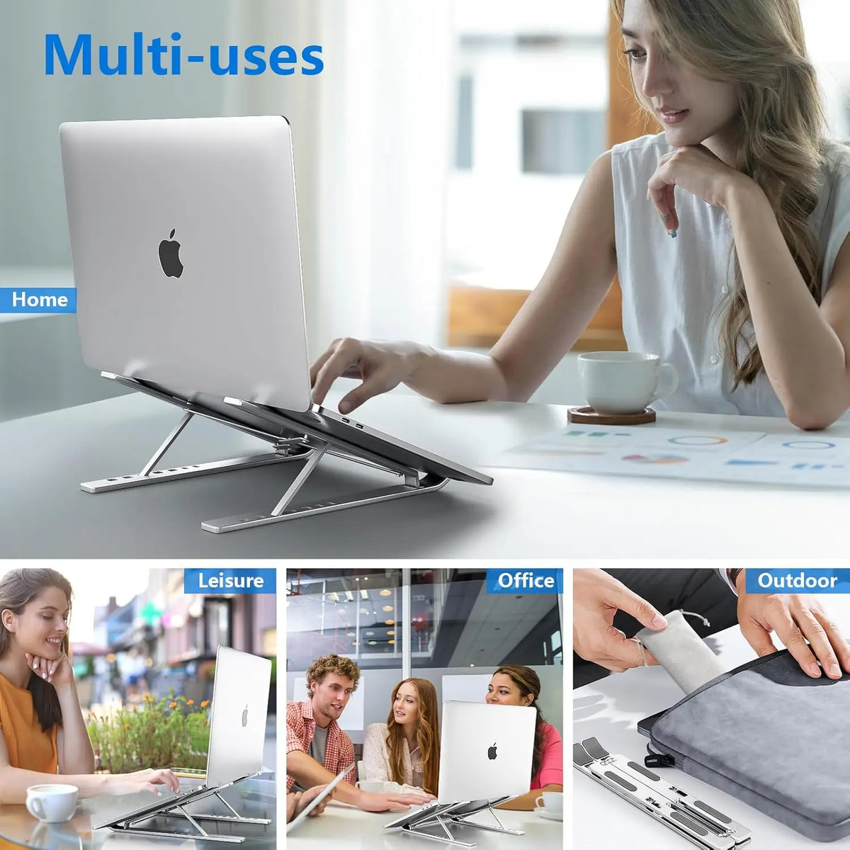 Soporte ajustable de aluminio plegable para computadora portátil
