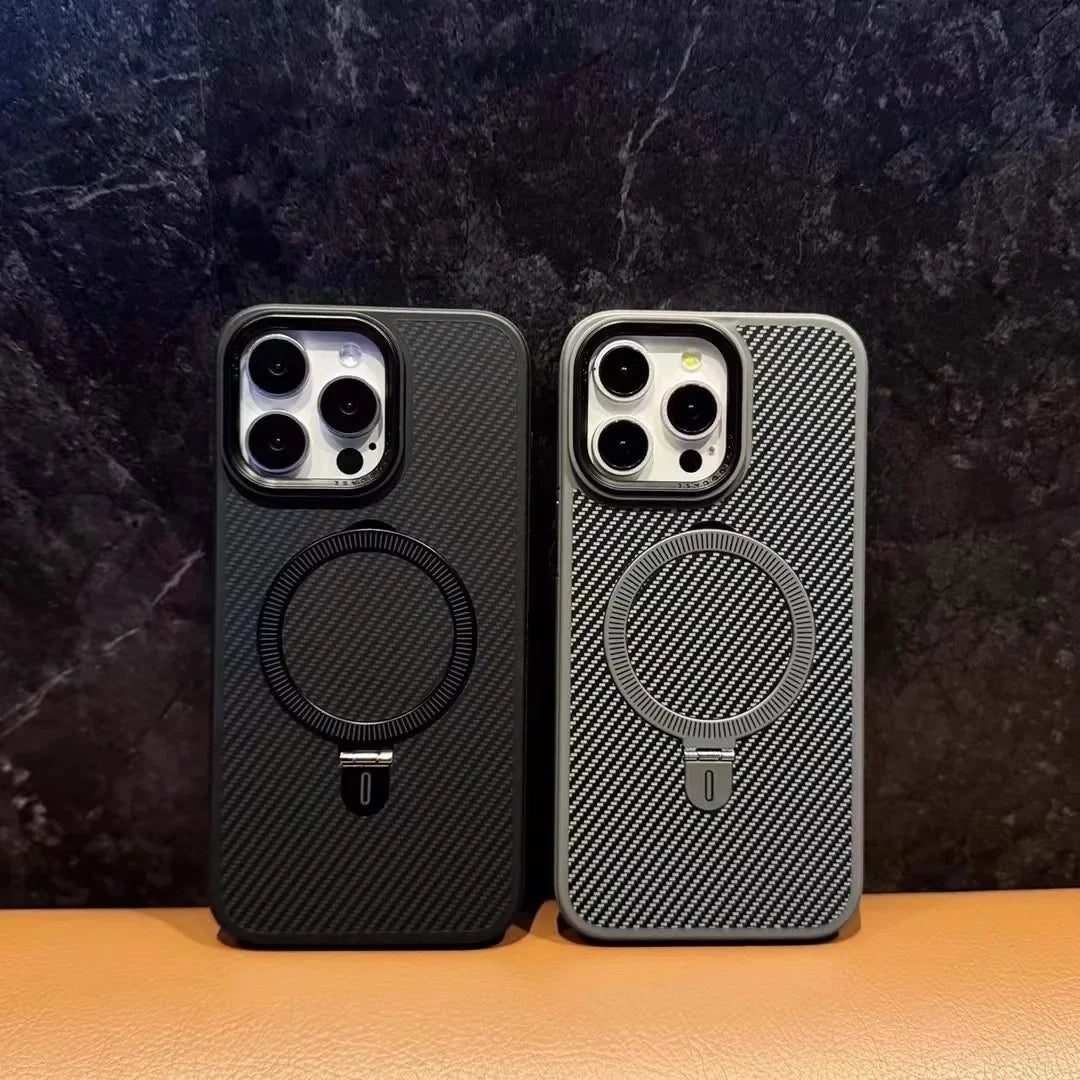 Titanium Gold Carbon Fiber Magnetic Kickstand Case