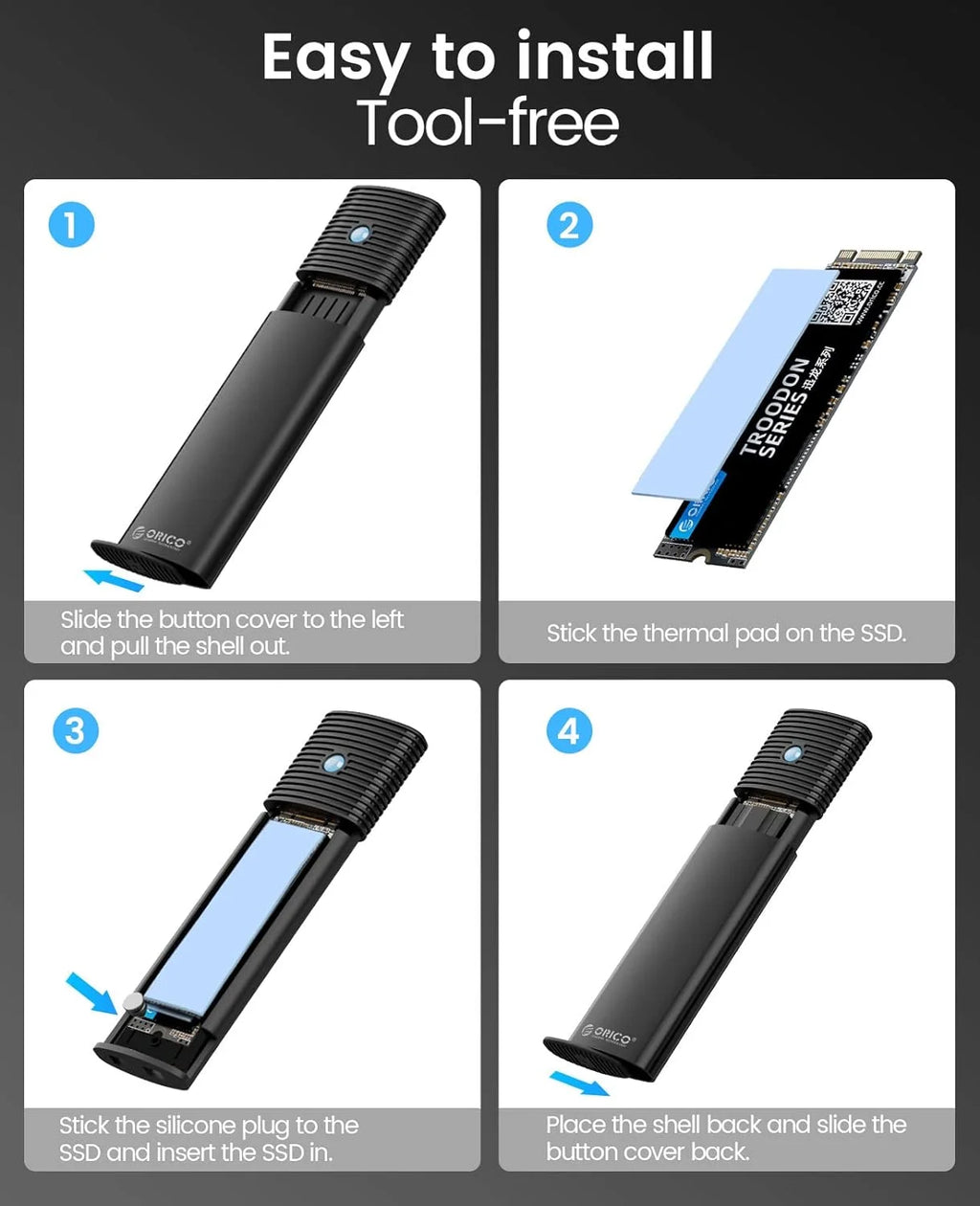 ORICO M.2 SATA NGFF USB-C SSD Enclosure