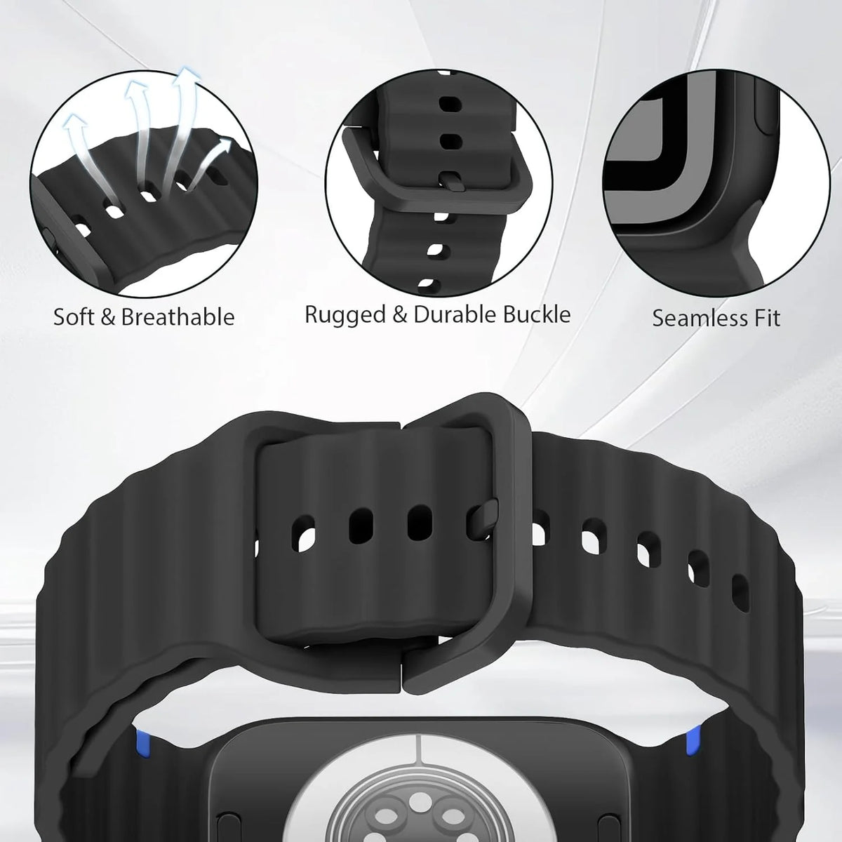 Correa deportiva de silicona con diseño ondulado para Apple Watch