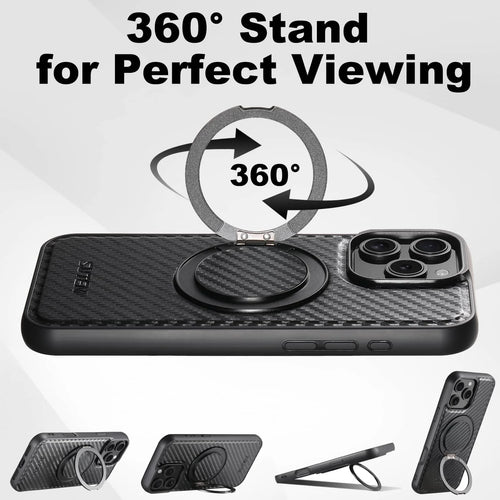 Funda con soporte magnético de fibra de carbono para iPhone