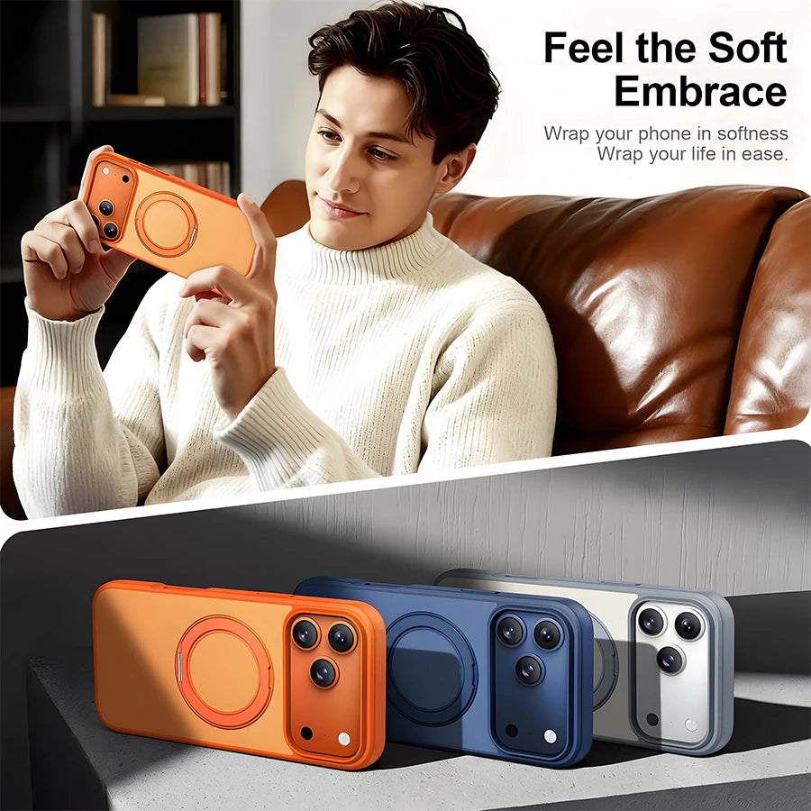 Funda con soporte magnético giratorio para iPhone