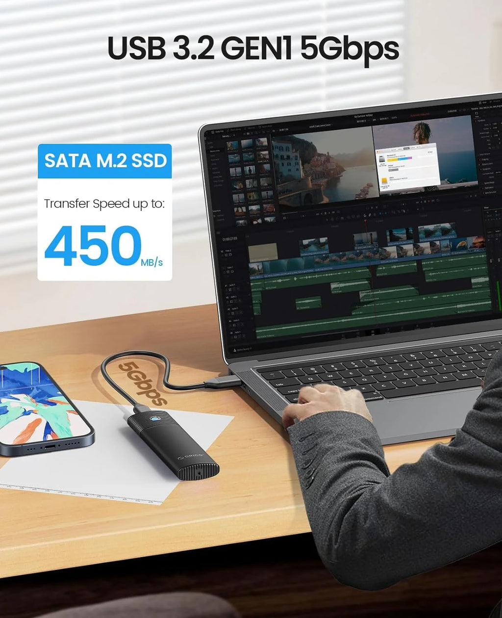 ORICO M.2 SATA NGFF USB-C SSD Enclosure