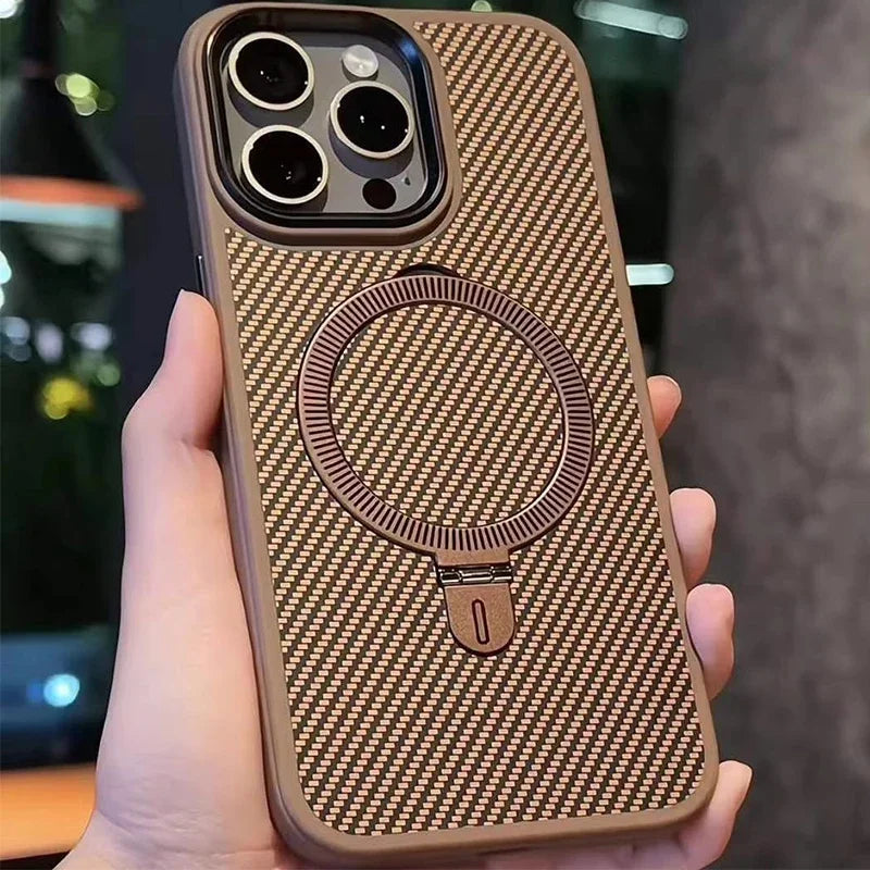 Titanium Gold Carbon Fiber Magnetic Kickstand Case
