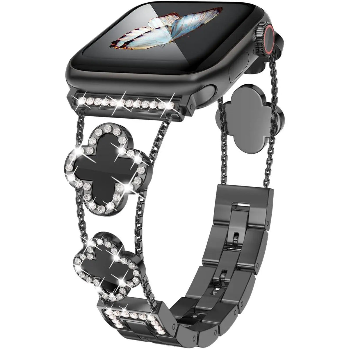 Pulsera metálica con dije de trébol para Apple Watch
