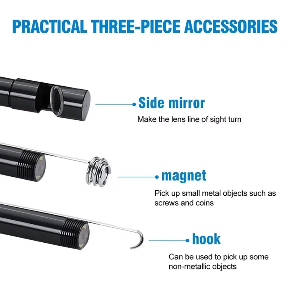 Type-C Endoscope Camera with 6 LEDs - Flexible Inspection Cable for Android & Windows
