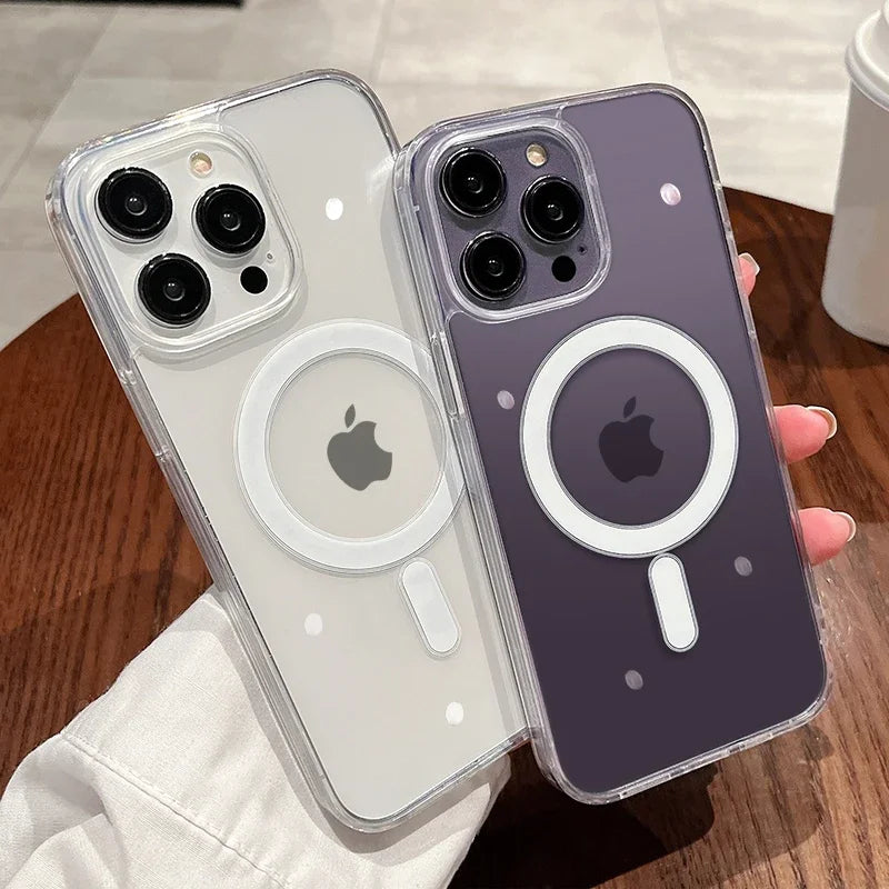 Funda protectora magnética transparente de acrílico para iPhone