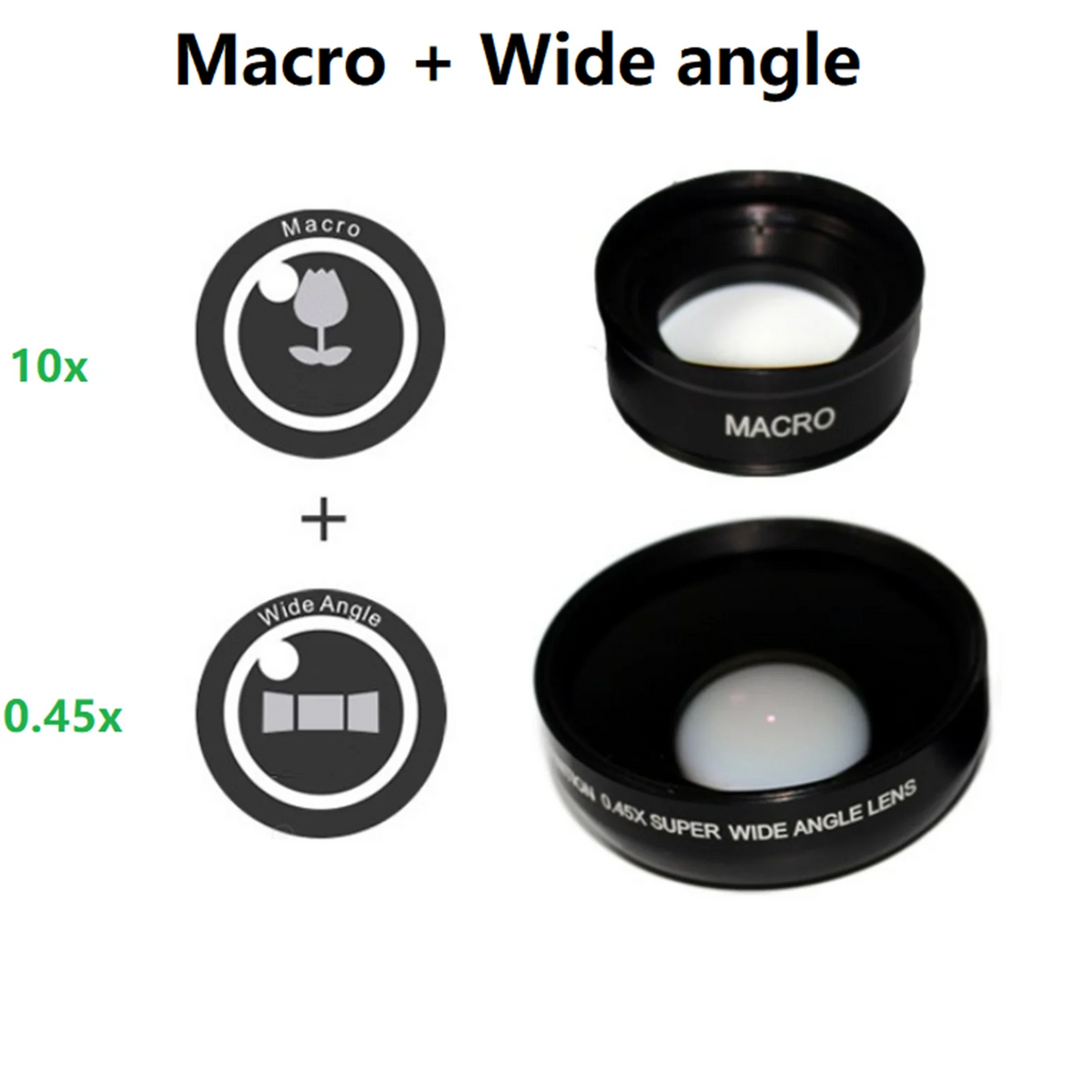 Kit universal de lentes 2 en 1 para teléfono: gran angular HD y macro