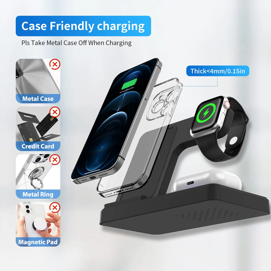 Foldable 3-in-1 Magnetic Fast Wireless Charging Station
