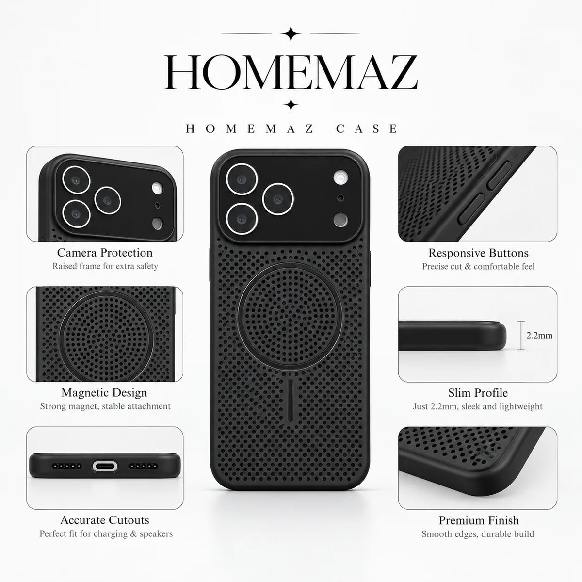 Funda magnética con disipación de calor tipo panal para iPhone