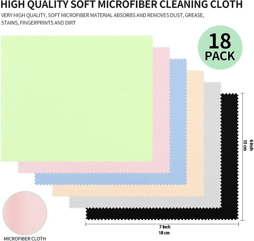 18-Pack Multicolor Microfiber Screen & Lens Cleaning Cloths