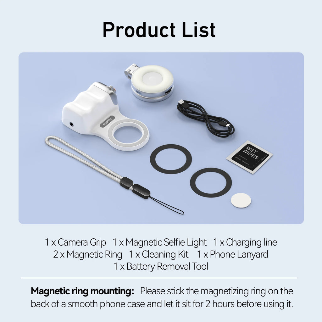Magnetic phone camera grip with dual-sided fill light – Grip + Fill Light edition
