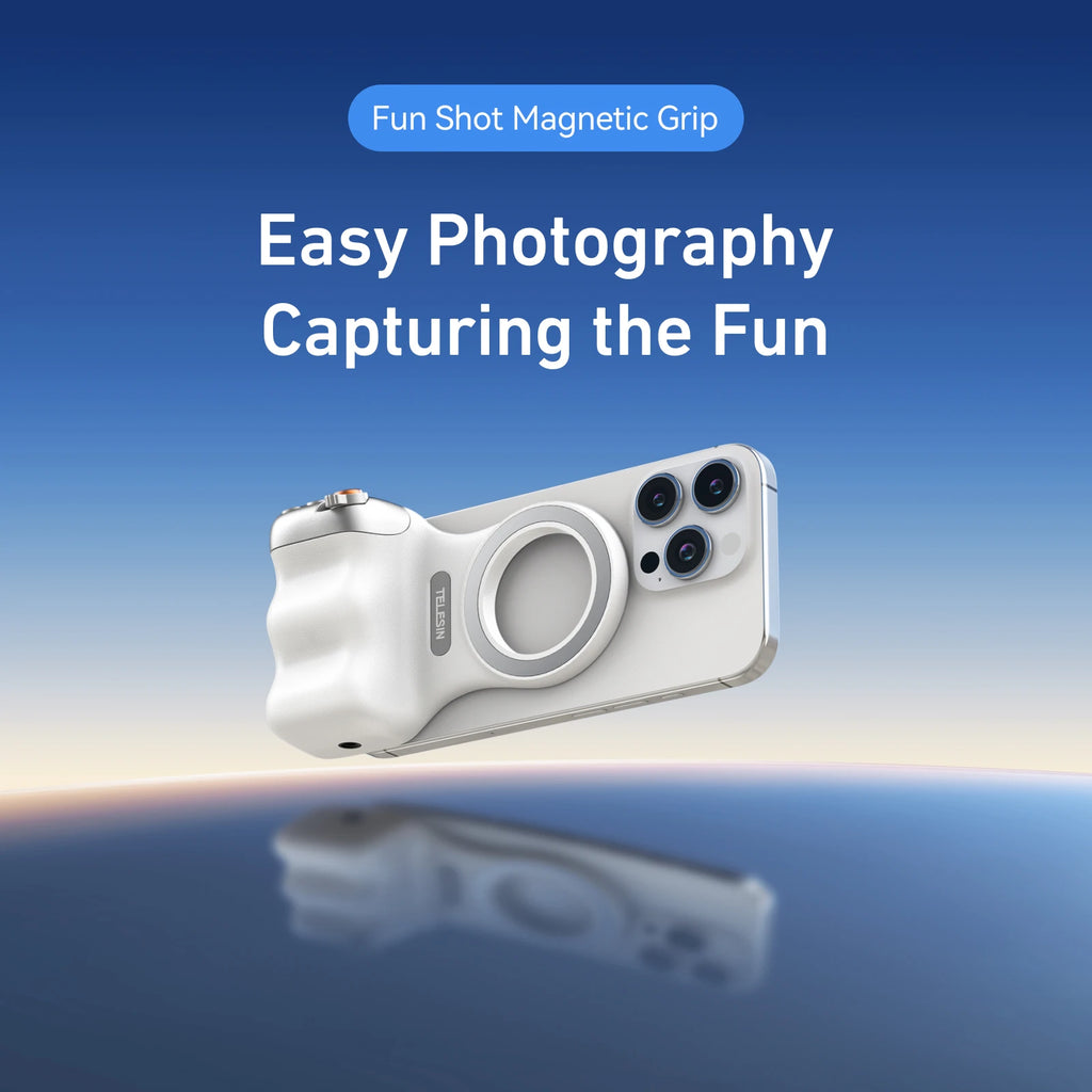 Magnetic phone camera grip attached to smartphone – view 3