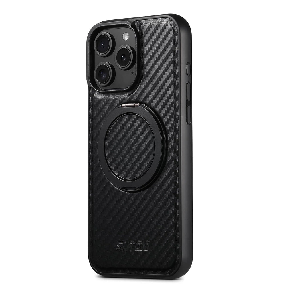 Funda con soporte magnético de fibra de carbono para iPhone