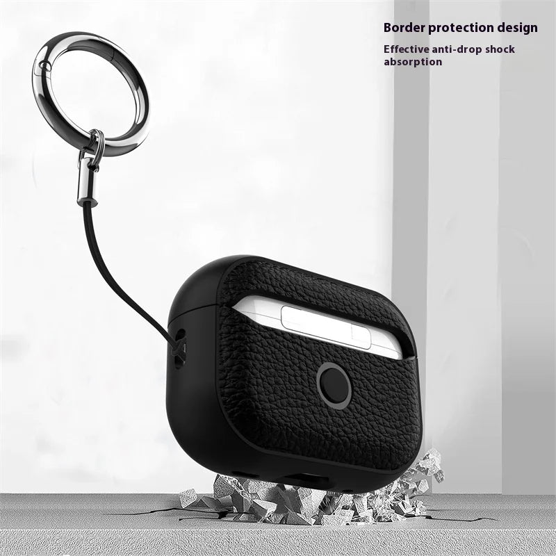 Leather-Texture AirPods Case with Lanyard