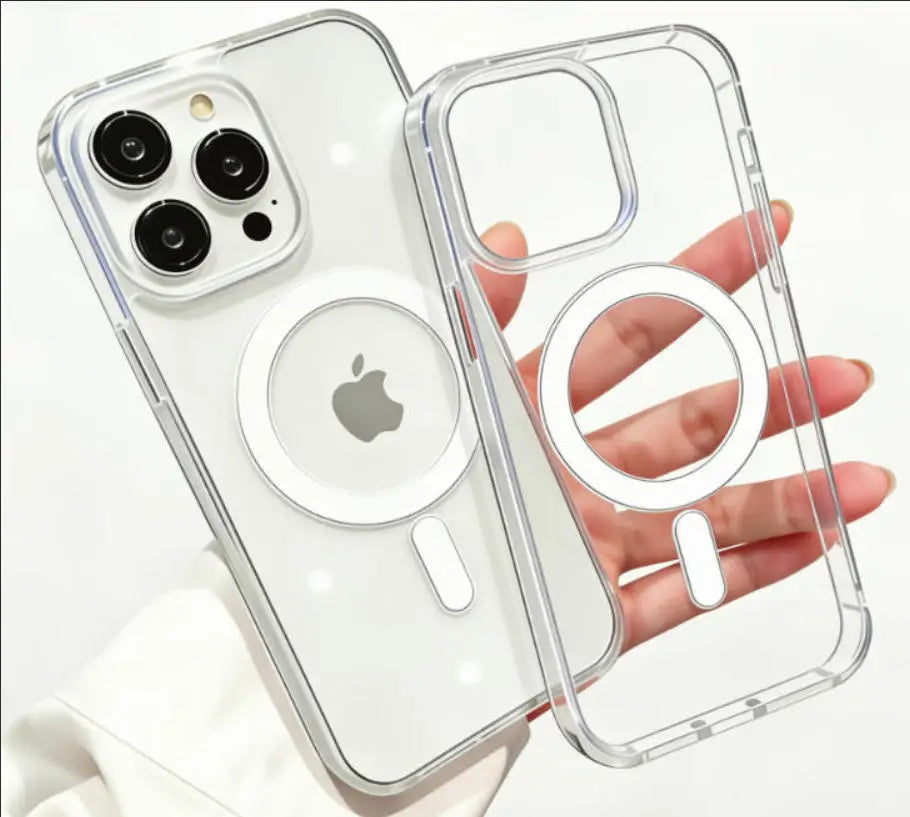 Funda protectora magnética transparente de acrílico para iPhone