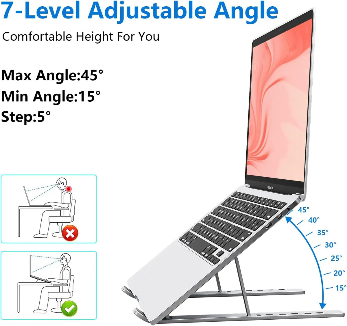 Soporte ajustable de aluminio plegable para computadora portátil
