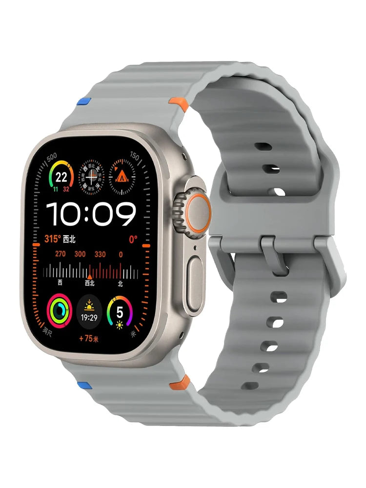 Correa deportiva de silicona con diseño ondulado para Apple Watch