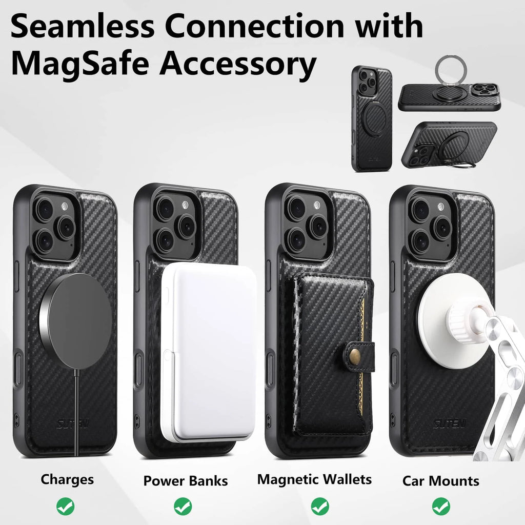 Funda con soporte magnético de fibra de carbono para iPhone