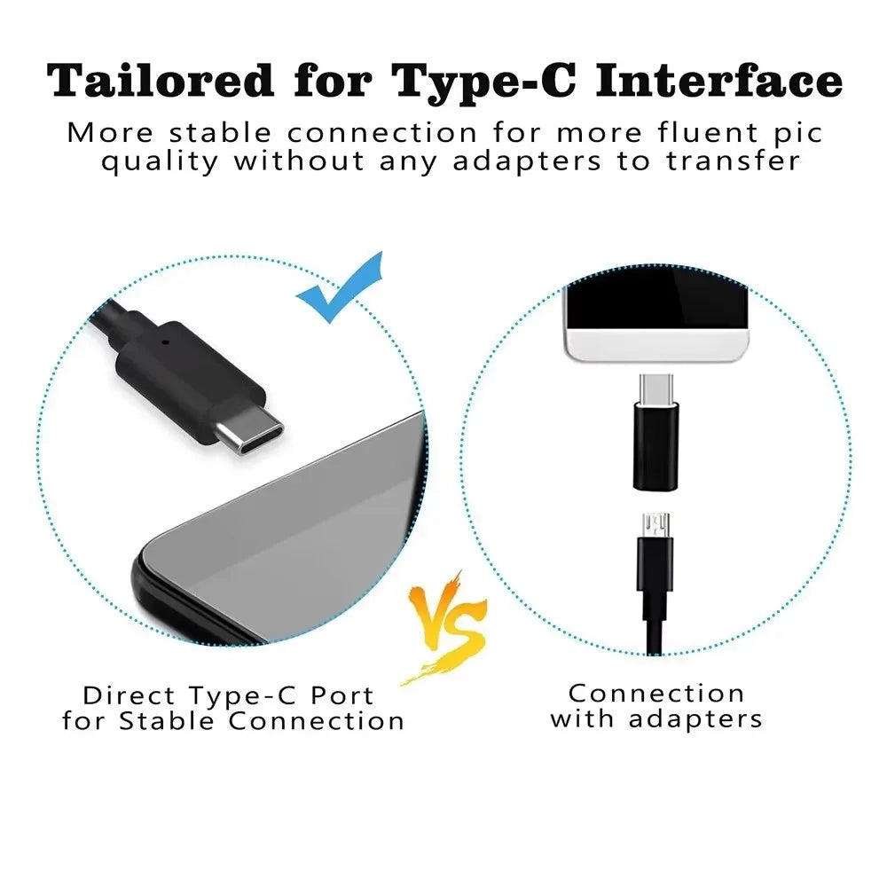 Type-C Endoscope Camera with 6 LEDs - Flexible Inspection Cable for Android & Windows